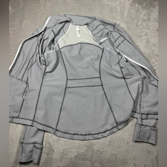 Lululemon Define Tonka Stripe Heathered Slate White Full Zip Athletic Jacket 10 - Picture 8 of 16
